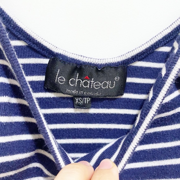 Le Chateau Striped Spaghetti Strap Tank Top Blue White XS - Picture 5 of 8